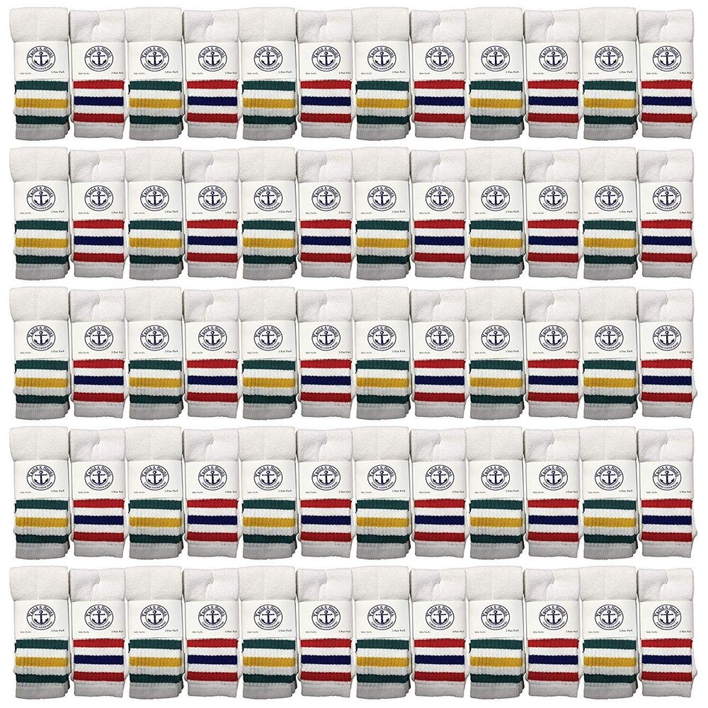 240 Pairs Of Yacht & Smith Wholesale Women's Tube Socks, Women's Cotton Referee Sport Socks Size 9-11 (White w/Stripes)