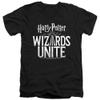 Harry Potter Wizards Unite Wizards Unite Logo Unisex Adult V-Neck T Shirt for Men and Women, Medium Black view 1