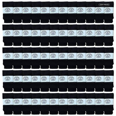 120 Pairs Of Yacht & Smith Wholesale Women's Tube Socks, Women's Cotton Referee Sport Socks Size 9-11 (Black)