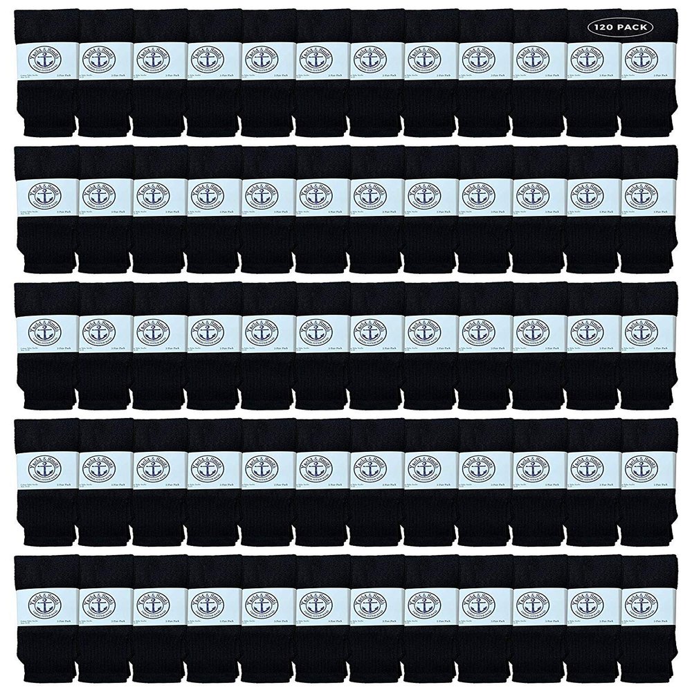 120 Pairs Of Yacht & Smith Wholesale Women's Tube Socks, Women's Cotton Referee Sport Socks Size 9-11 (Black)