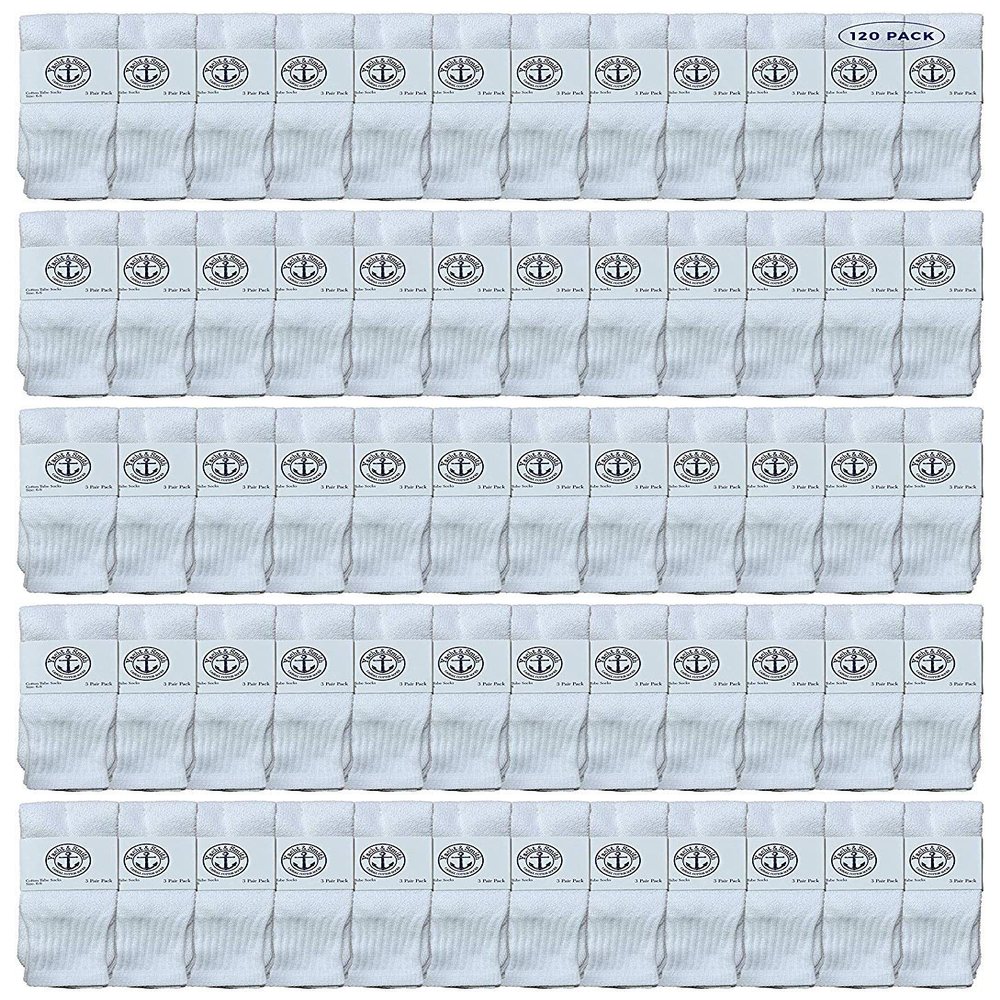 120 Pairs Of Yacht & Smith Wholesale Women's Tube Socks, Women's Cotton Referee Sport Socks Size 9-11 (White)