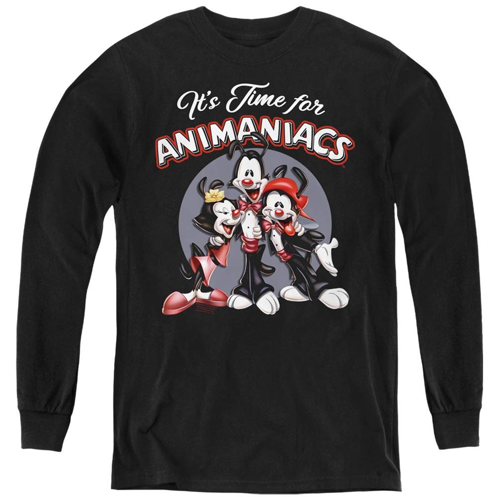 Trevco Animaniacs Its Time for Youth Long Sleeve T Shirt, X-Large Black