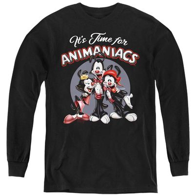Trevco Animaniacs Its Time for Youth Long Sleeve T Shirt, Small Black