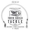 5 Pack 130 lb. 12" Premium Fluorocarbon Tooth Shield Tackle Musky Leaders Muskie Pike Leader (Fastach Clip) view 2
