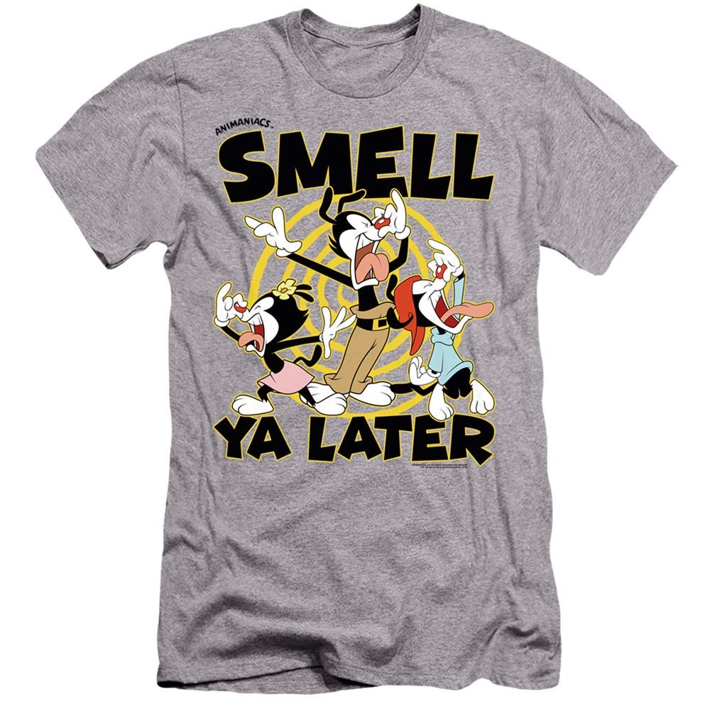 Animaniacs Smell Ya Later Unisex Adult Canvas Brand T Shirt for Men and Women, Small Athletic Heather
