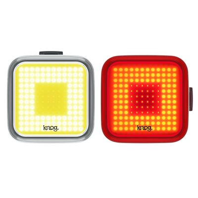 Knog Blinder Bike Light Twinpack - Bright 200/100 Lumen Bike Headlight and Tail Light Set,Waterproof Bicycle Light,USB Rechargeable,Unique Square Pattern,Long Runtime - For Road & Trail Cycling,Square