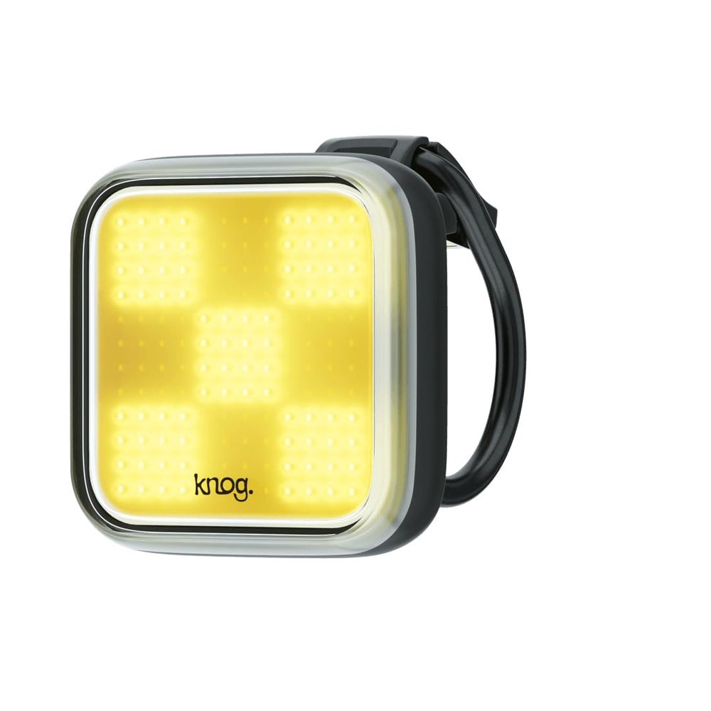 Knog Blinder Front Bike Light - 200 Lumen Rechargeable Bicycle Light - Bright LED Bike Headlight with Integrated USB Charging, 8 Light Modes, IP67 Waterproof, Fits 22-32mm Handlebars - Grid Design