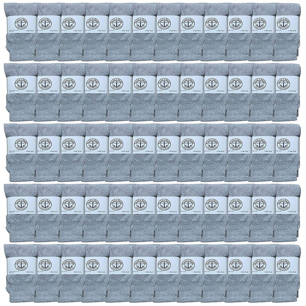 60 Pairs Of Yacht & Smith Wholesale Kids Tube Socks, Childrens Cotton Referee Sport Socks Size 6-8 (6-8 Gray)