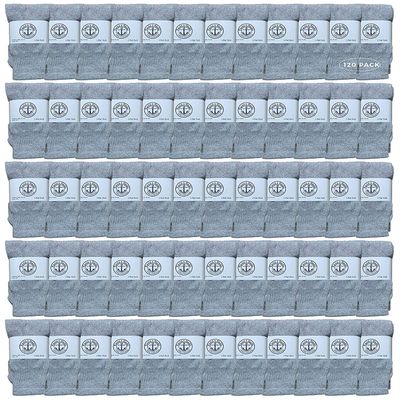 120 Pairs Of Yacht & Smith Wholesale Kids Tube Socks, Childrens Cotton Referee Sport Socks Size 6-8 (6-8 Gray)
