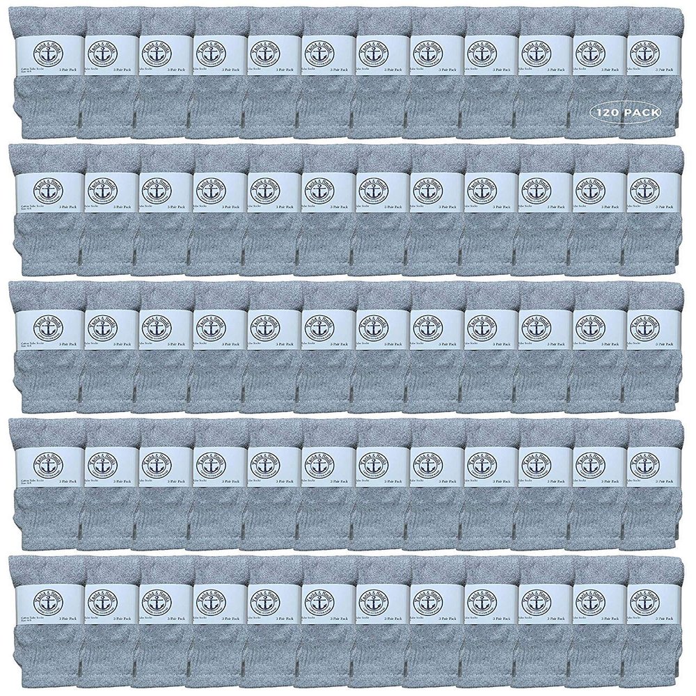 120 Pairs Of Yacht & Smith Wholesale Kids Tube Socks, Childrens Cotton Referee Sport Socks Size 6-8 (6-8 Gray)