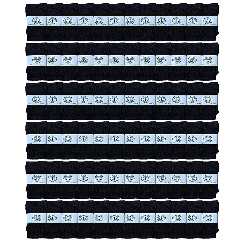 72 Pairs Of Yacht & Smith Wholesale Kids Tube Socks, Childrens Cotton Referee Sport Socks Size 6-8 (6-8 Black)