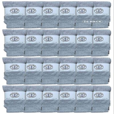 24 Pairs Of Yacht & Smith Wholesale Kids Tube Socks, Childrens Cotton Referee Sport Socks Size 6-8 (6-8 Gray)