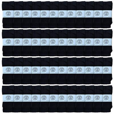 48 Pairs Of Yacht & Smith Wholesale Kids Tube Socks, Childrens Cotton Referee Sport Socks Size 6-8 (6-8 Black)