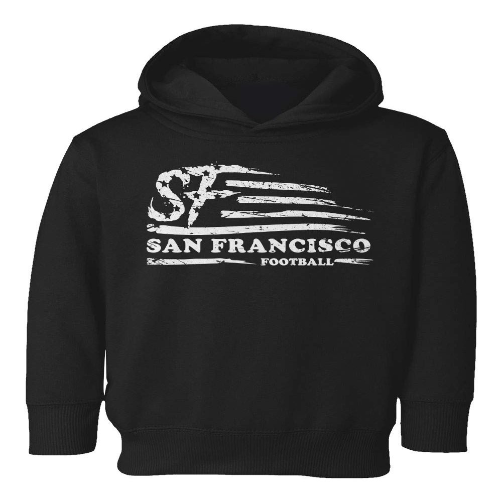Baku Apparel San Francisco Football Fans SF Nation Flag Classic Little Kids Girls Boys Toddler Hooded Sweatshirt (Black, 4T)