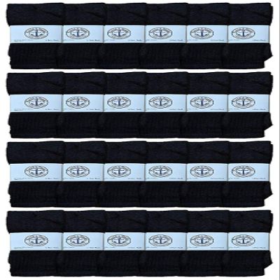 24 Pairs Of Yacht & Smith Wholesale Kids Tube Socks, Childrens Cotton Referee Sport Socks Size 6-8 (6-8 Black)