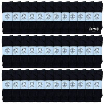36 Pairs Of Yacht & Smith Wholesale Kids Tube Socks, Childrens Cotton Referee Sport Socks Size 6-8 (6-8 Black)