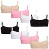 bebe Girls Training Bra - 8 Pack Seamless Unpadded Cami Training Bra - Stretchable Tween Wireless Bralette for Girls, Size Large, Black/White/Light Pink/Almond view 1