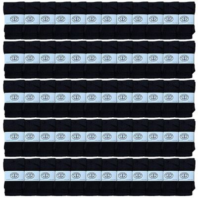 60 Pairs Of Yacht & Smith Wholesale Kids Tube Socks, Childrens Cotton Referee Sport Socks Size 6-8 (6-8 Black)