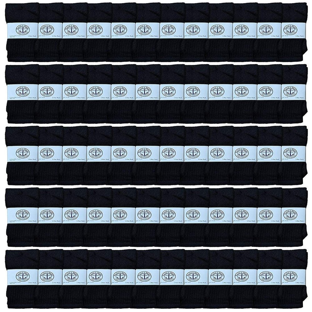 60 Pairs Of Yacht & Smith Wholesale Kids Tube Socks, Childrens Cotton Referee Sport Socks Size 6-8 (6-8 Black)