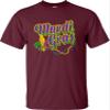 5X-Large Maroon Mens Retro Distressed Mardi Gras Fleur De Lis & Beads T-Shirt view 3