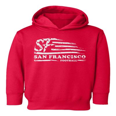 Baku Apparel San Francisco Football Fans SF Nation Flag Classic Little Kids Girls Boys Toddler Hooded Sweatshirt (Red, 2T)