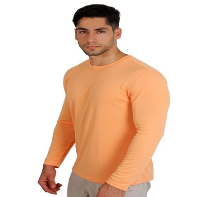 chillBRO. by Denali Mens UPF 50+ Long Sleeve Crew Neck T-Shirt - S, Tangelo