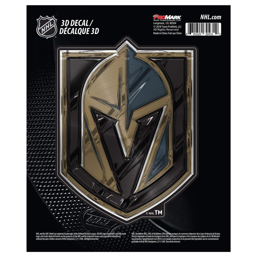 FANMATS 62797 NHL - Vegas Golden Knights 3D Team Logo Decal Great Gift for Sports Fans - Works On Hard Surfaces - for Homes, Cars, Trucks, SUVs.