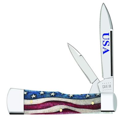 Case WR XX Pocket Knife Patriotic Smooth Natural Bone Gunstock Item #64140 - (62130 SS) - Length Closed: 3 3/4 Inches