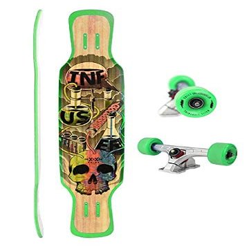 Moonshine Manufacturing Longboard Skateboard, Freestyle Cruiser, Waterproof and Wood Construction, Cruise Skateboard and Longboard Decks, Lightweight Build (Infuser Complete Deck + Wheels)
