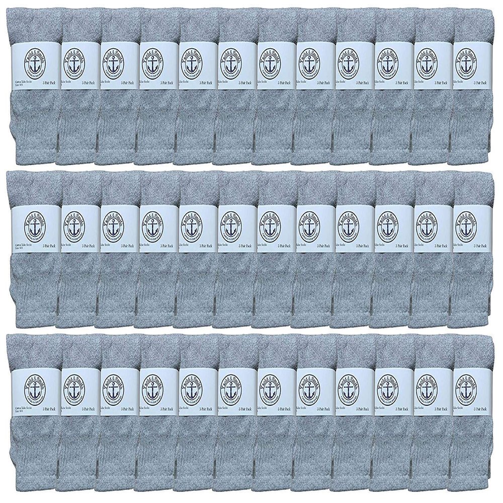 36 Pairs Of Yacht & Smith Wholesale Kids Tube Socks, Childrens Cotton Referee Sport Socks Size 6-8 (6-8 Gray)