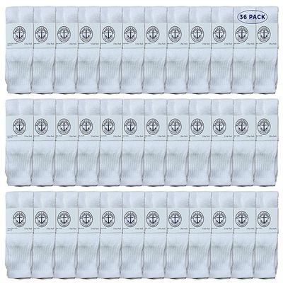 36 Pairs Of Yacht & Smith Wholesale Kids Tube Socks, Childrens Cotton Referee Sport Socks Size 6-8 (6-8 White)