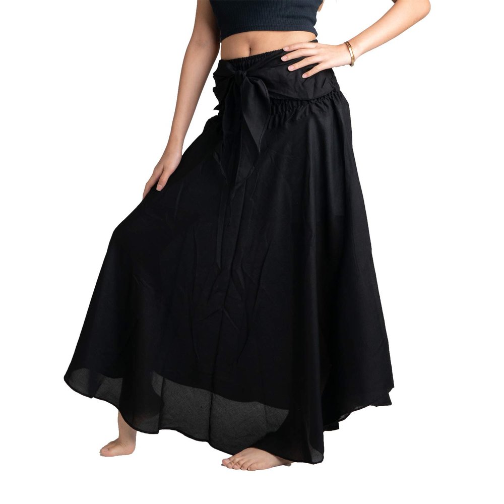 Long Skirts for Women Maxi Boho Skirt Hippie Clothes Bohemian Print (Black Classic, 16-20 Plus)