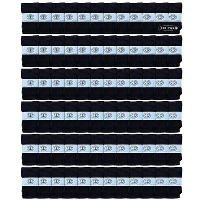 120 Pairs Of Yacht & Smith Wholesale Kids Tube Socks, Childrens Cotton Referee Sport Socks Size 6-8 (6-8 Black)