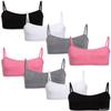 bebe Girls Training Bra - 8 Pack Seamless Unpadded Cami Training Bra - Stretchable Tween Wireless Bralette for Girls, Size Large, Soft Pink/Heather Grey/White/Black view 1