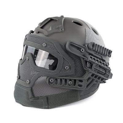 PJ Fast Tactical Helmet Airsoft Paintball Protective Helmet Full Face Mask Molle Mesh Breathable Goggles for Military CS Paintball Shooting, Hunting, Cycling, Motorcycle, Outdoor Sports