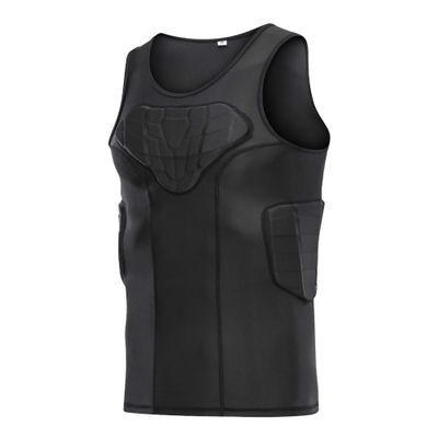 DGXINJUN Men's Padded Football Rib Chest Protector Shirt Sleeveless for Men Women Sports Shoulder Protective Shirt for Rugby Softball Baseball Lacrosse