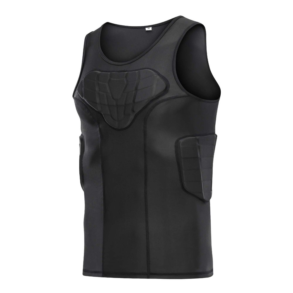 DGXINJUN Men's Padded Football Rib Chest Protector Shirt Sleeveless for Men Women Sports Shoulder Protective Shirt for Rugby Softball Baseball Lacrosse