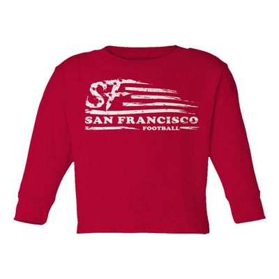 Baku Apparel San Francisco Football Fans SF Nation Flag Classic Little Kids Girls Boys Long Sleeve Toddler T-Shirt (Red, 5T)