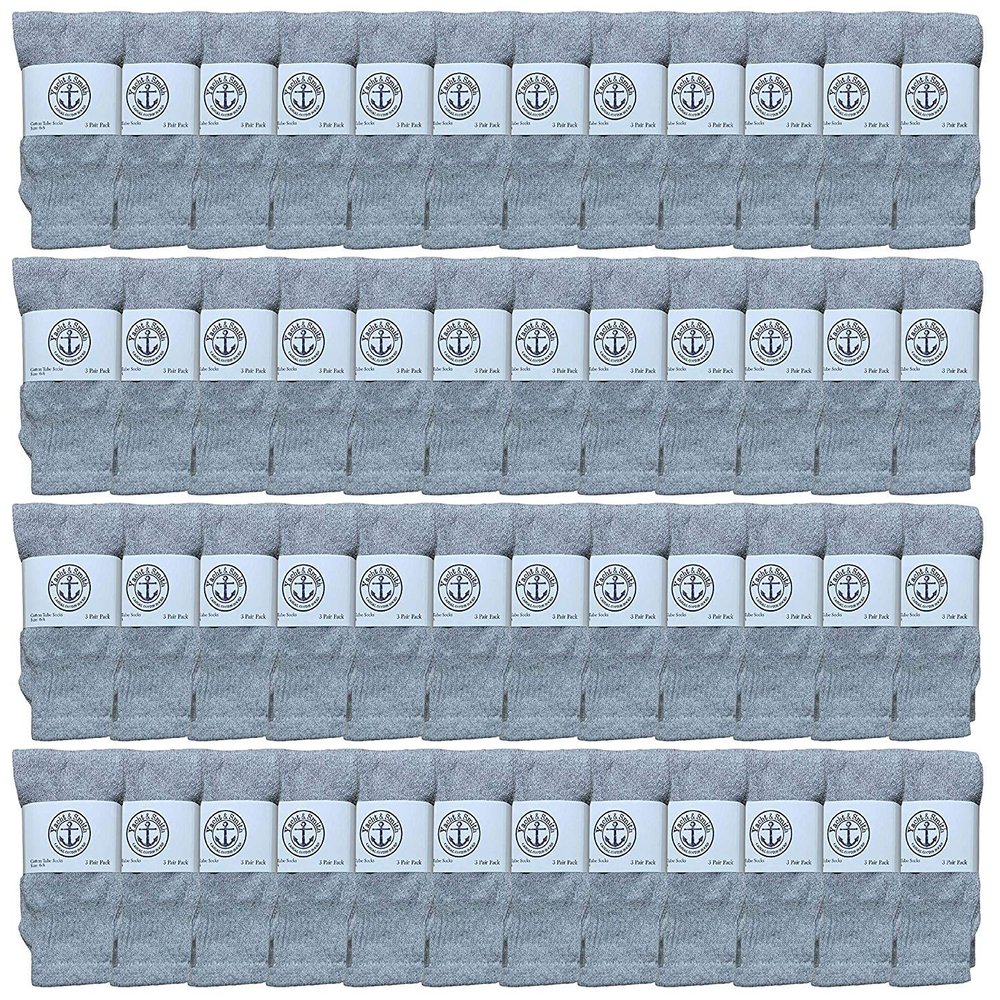 48 Pairs Of Yacht & Smith Wholesale Kids Tube Socks, Childrens Cotton Referee Sport Socks Size 6-8 (6-8 Gray)