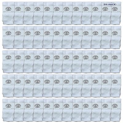 60 Pairs Of Yacht & Smith Wholesale Kids Tube Socks, Childrens Cotton Referee Sport Socks Size 6-8 (6-8 White)