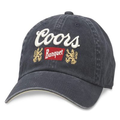 AMERICAN NEEDLE Coors Banquet Beer New Raglan Adjustable Strapback Hat Navy (MILLER-1905C)
