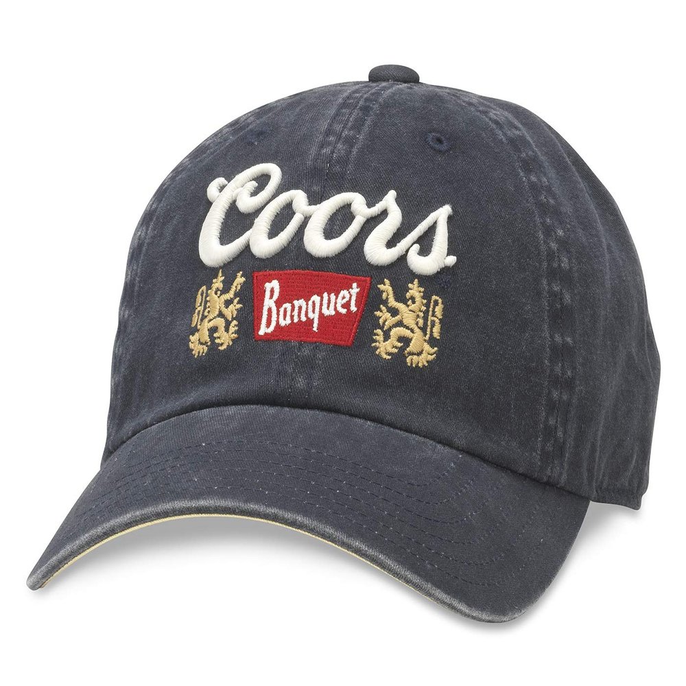 AMERICAN NEEDLE Coors Banquet Beer New Raglan Adjustable Strapback Hat Navy (MILLER-1905C)