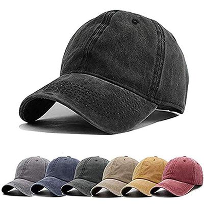 Aedvoouer Men Women Baseball Cap Vintage Washed Distressed Hats Twill Plain Adjustable Dad-Hat,BC-Black
