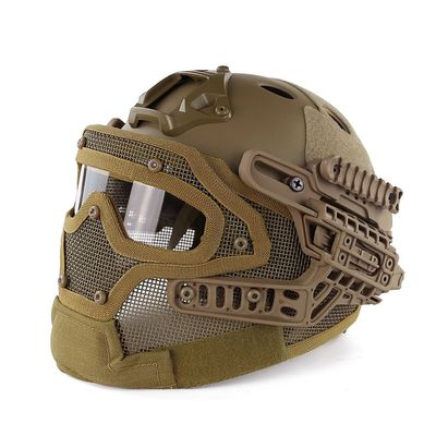 PJ Fast Tactical Helmet Airsoft Paintball Protective Helmet Full Face Mask Molle Mesh Breathable Goggles for Military CS Paintball Shooting, Hunting, Cycling, Motorcycle, Outdoor Sports
