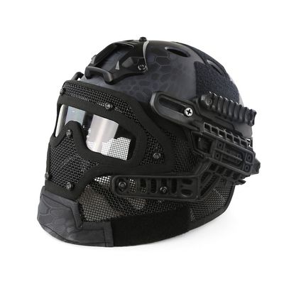 PJ Fast Tactical Helmet Airsoft Paintball Protective Helmet Full Face Mask Molle Mesh Breathable Goggles for Military CS Paintball Shooting, Hunting, Cycling, Motorcycle, Outdoor Sports
