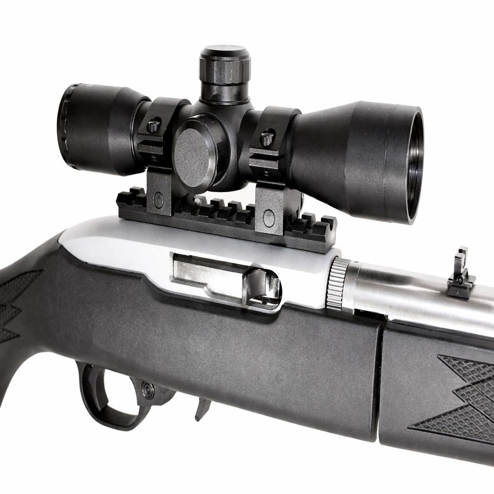 Trinity 4X32 Red Green Rangefinder Illuminated Optical Scope with Base Mount Adapter Rings for Ruger 10/22 Model