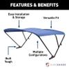 SureShade Power Pontoon Bimini Top - Black Anodized Frame, Pacific Blue Fabric view 2