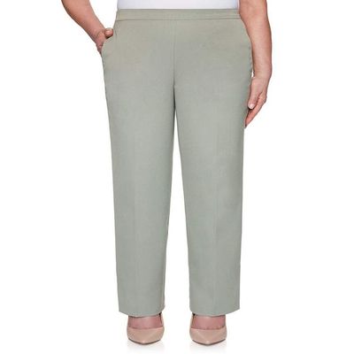 Alfred Dunner Women's Chesapeake Bay Twill Pants - Medium Length, Sage, 14