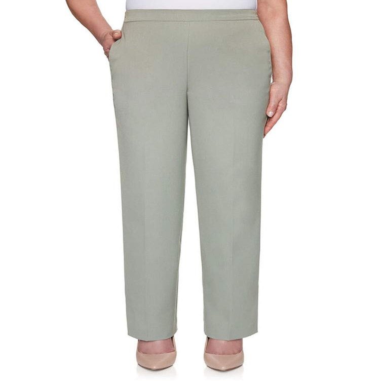 Alfred Dunner Women's Chesapeake Bay Twill Pants - Medium Length, Sage, 14