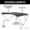 SureShade Power Pontoon Bimini Top - Clear Anodized Frame, Black Fabric view 2